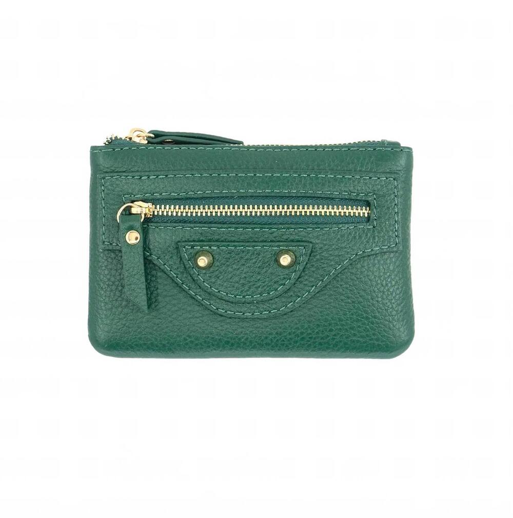 NEW BC HANDBAGS women's ciaga leather zippered card case in green